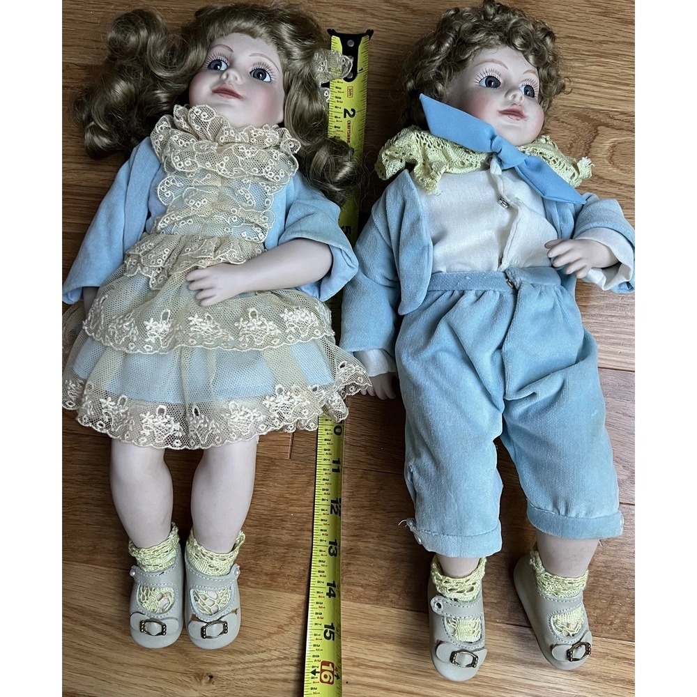 1985 Cindy McClure Forget Me Nots Dolls 16" Pair Boy & Girl Vintage Porcelain - Picture 12 of 15